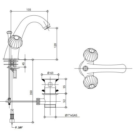 Bongio Radiant Смеситель для раковины, цвет хром, артикул 02521CR00