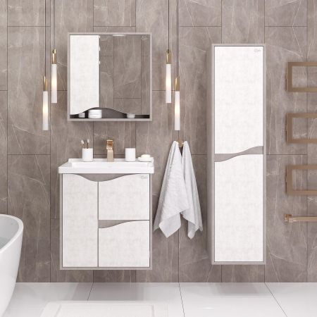 Тумба Onika Брендон 60 подвесная, бетон крем/камень светлый (ум.Миранда 60), артикул 106138