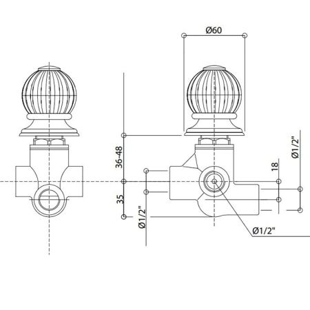 Bongio Rivoli Переключатель на 2 источника, цвет хром/Cristallo 00, артикул 05525CR00