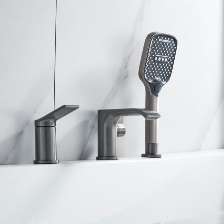 Смеситель на борт ванны Shevanik S4112T, оружейная сталь