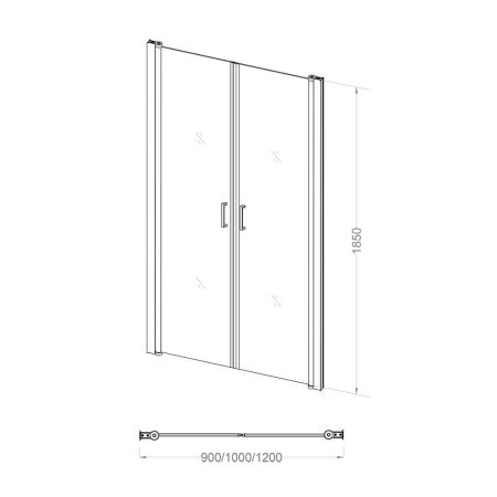 Душевая дверь Vianno 90x185 стекло матовое профиль хром VN44-90-04-19C1, артикул VN44-90-04-19C1