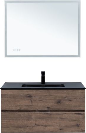 Тумба под раковину Aquanet Алвита New 100 2 ящика, дуб веллингтон табак, артикул 00334188