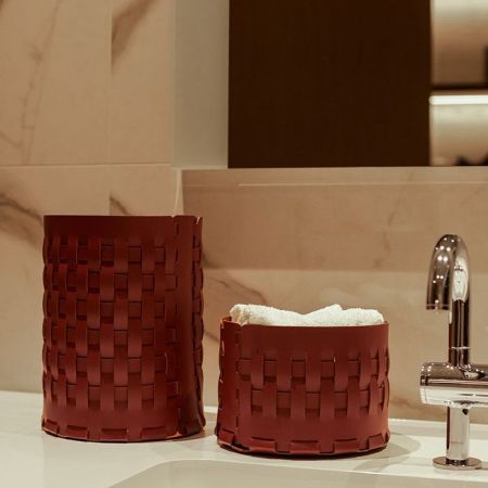 ADJ Корзина Bottega, D20xH12 см., цвет: коньяк/бордо, артикул 1512.09/30