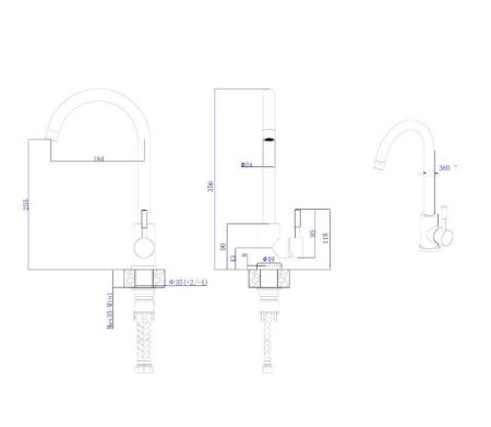 Смеситель для кухонной мойки RUSH Melos (SUS1101-22), артикул SUS1101-22