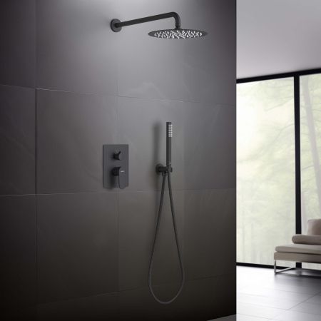 Set 3 в 1 душевой комплект AQUATEK, матовый черный AQ1272MB ОБЕРОН, артикул AQ1272MB