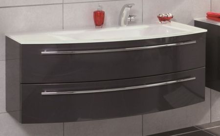 Puris Crescendo, тумба под раковину 1200 мм левая, цвет антрацит высокоглянцевый, артикул WUA361209L(686/121)