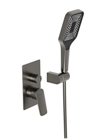 DUE Душевой комплект встраиваемый с изливом (смеситель встраиваемый, верхний душ, ручной душ со шлангом, штуцер с держателем), хром DUE-VDSET-CRM, артикул DUE-VDSET-CRM