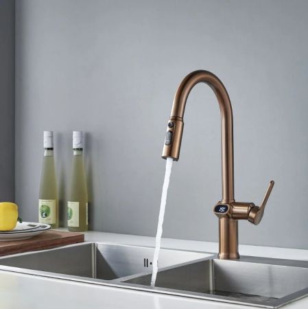 Смеситель для кухни с индикатором температуры Knotlor KN-100/RB, бронза, артикул KN-100/RB