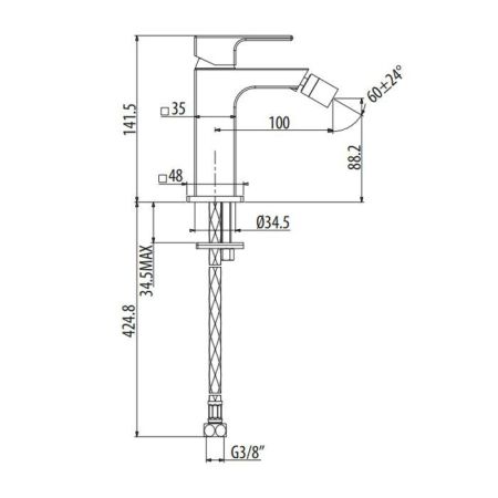 Gattoni Kubik Смеситель для биде, без донного клапана, цвет хром, артикул 2564/25C0