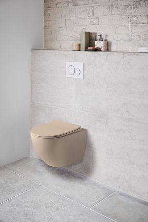 Унитаз подвесной Globo VT1-14SMC безободковый, цвет капучино мат., ультратонкое сиденье soft-close, артикул VT1-14SMC