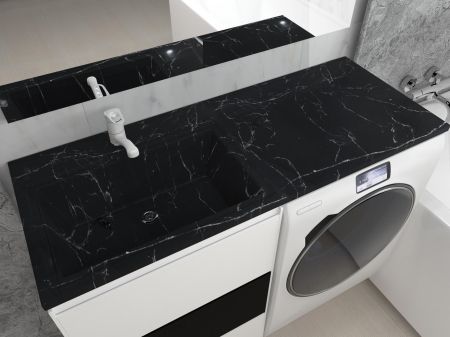 Раковина над стиральной машиной Мадлен 120 левая, черный мрамор