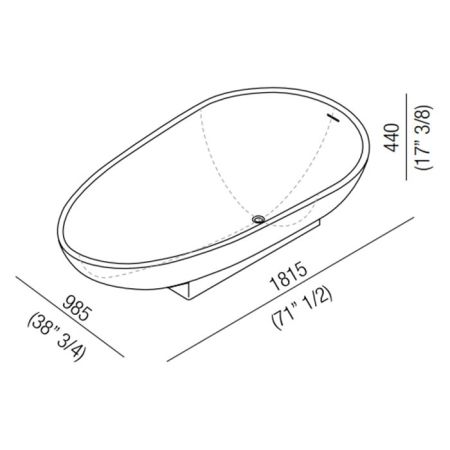 Agape Spoon Ванна отдельностоящая 181.5x98.5x44 см, цвет: белый/темно-серый