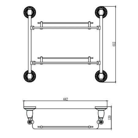 Полка стеклянная Savol S-006622C, бронза, артикул S-006622C