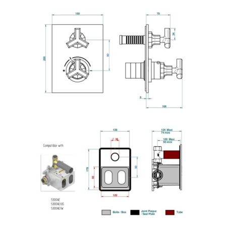 THG Les Ondes Смеситель для душа, термостатический, с переключателем потока, цвет Soft matt gold