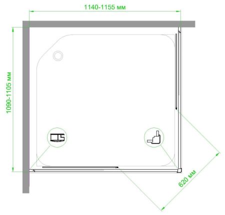 Душевой уголок Royal Bath RB HPD-C-BL 115х110х200 (матовое), артикул RB1115HPD-C-BL