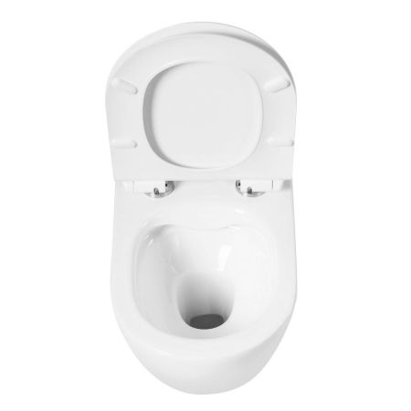 OVALE Унитаз подвесной безободковый с сиденьем в комплекте AM011CHR/SC, артикул AM011CHR/SC