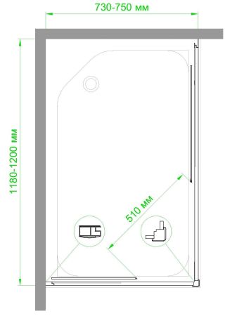 Душевой уголок RB HPD-C-BL 75х120х185 (матовое), артикул RB1275HPD-C-BL