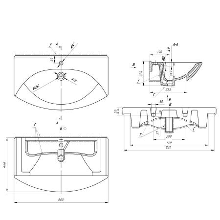 Умывальник Лагуна  85, артикул 191676