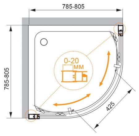 Душевой уголок CEZARES MOMENTO-R-2, артикул MOMENTO-R-2-80-C-Cr