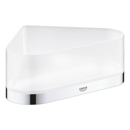 Полочка для душа GROHE Selection, угловая, с держателем, хром/прозрачный белый (41038000), артикул 41038000