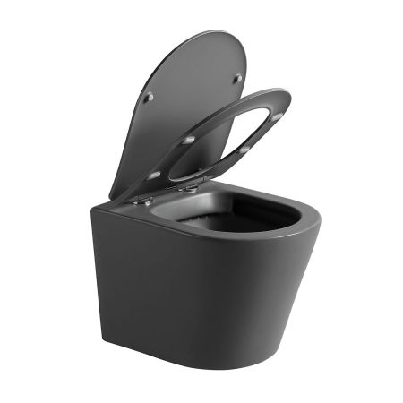 Унитаз подвесной Piatti VT1-11SMA, цвет антрацит матовый, ультратонкое soft-close сиденье, артикул VT1-11SMA