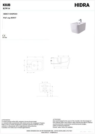 Hidra Kiub, подвесное биде c крепежом, 54x36,5x28h см, цвет черный матовый, артикул KIW14/026