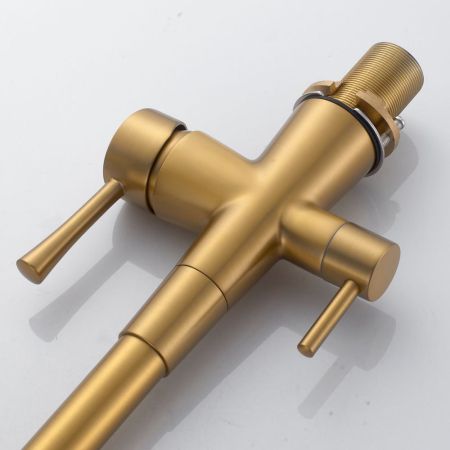 Смеситель для кухни с подключением фильтра Shevanik S528G, золотой сатин, артикул S528G