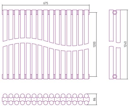 Отопительный радиатор ЭСТЕТ-11 н/ж 1200х675 / 15 сек (Тёмный титан муар), артикул 15-0302-1215