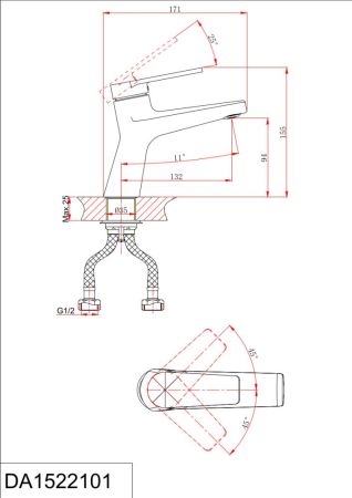 Смеситель DK для раковины Bayern.Fürth (DA1522105), артикул DA1522105