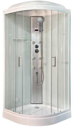 Душевая кабина Royal Bath RB 100HKST-WT  (белое/прозрачное) стекло 6мм с хамамом, артикул RB100HKST-WT