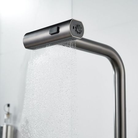 Смеситель для кухни с мультифункциональным изливом Raffine F203T, оружейная сталь, артикул F203T