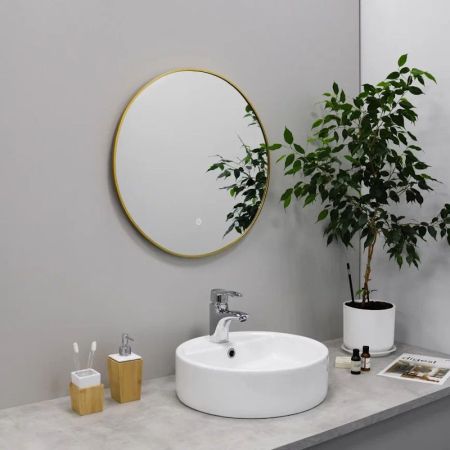 Зеркало с подсветкой LED Fixsen FX-1080G круглое 80х80 см, золотой сатин, артикул FX-1080G