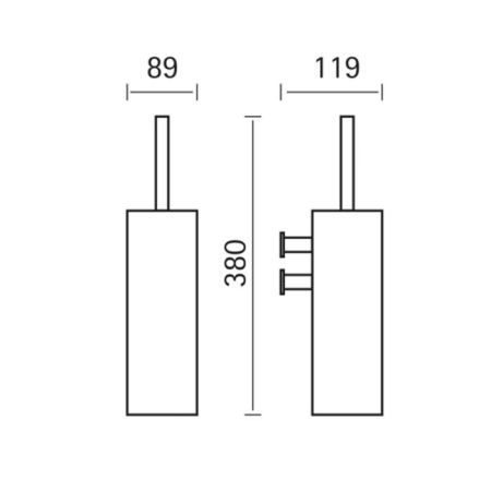 Ёршик, Cisal, Xion, ширина, мм-89, глубина, мм-119, высота, мм-380, тип установки-настенный, материал колбы-сталь, цвет-нержавеющая сталь, артикул XI090671D1