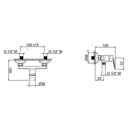 Смеситель для душа NOTA  настенный, без лейки, хром, артикул 33090KM.21.018