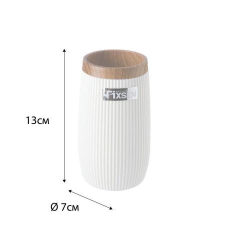 Стакан для ванной комнаты FIXSEN WHITE BOOM FX-412-3, белый/коричневый, артикул FX-412-3