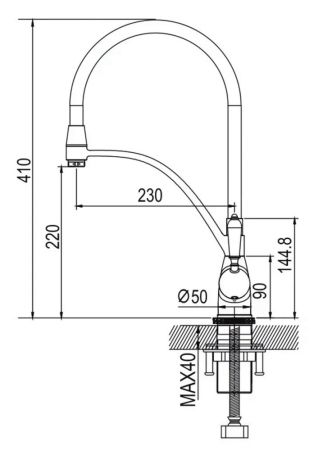 Смеситель для кухни Rose R153H, черный, артикул R153H