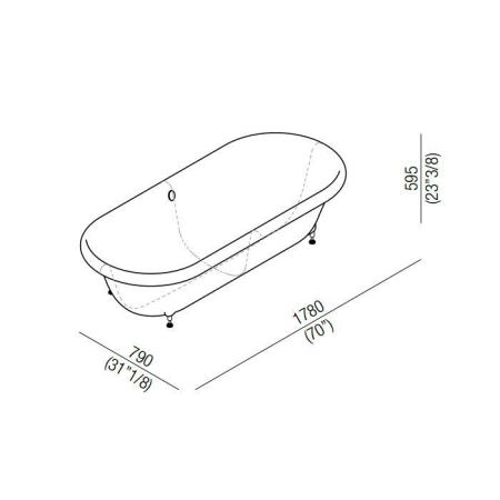 Agape Ottocento Ванна встраиваемая 178х79х59.5 см, слив-перелив хром, цвет: белый, артикул AVAS0968ZZS