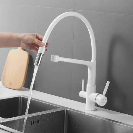 Смеситель для кухни Rose R658C, белый