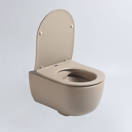 Унитаз подвесной Evo VT1-34SMC безободковый, цвет капучино матовый, ультратонкое soft-close сиденье, артикул VT1-34SMC