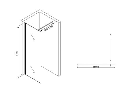 Душевая перегородка ABBER Immer Offen AG61090B, артикул AG61090B