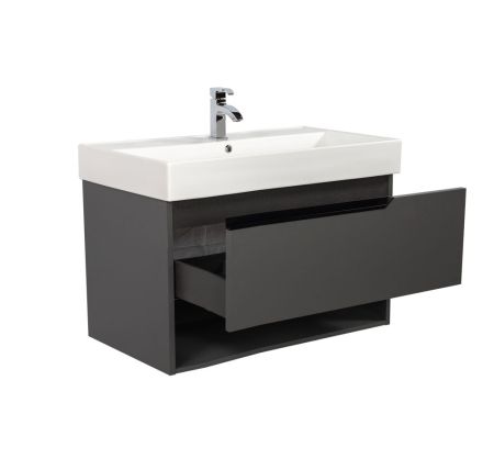 Комплект мебели Visobath Eleven, 1000 мм левый, цвет пепельный матовый лак (Ceniza), артикул 85607/Ceniza/EL