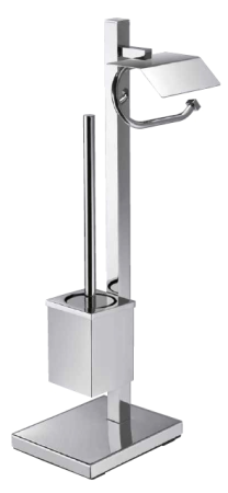 Sanibano, стойка h63 см: ерш металлический квадратный + бумагодержатель с крышкой, цвет черный матовый, артикул H4015/LMB