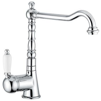 Emmevi Laguna, однорычажный кухонный смеситель (поворотный излив 22 см), без донного клапана, цвет хром