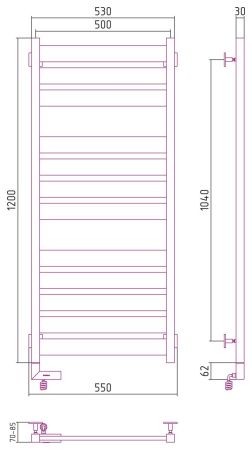 Полотенцесушитель электрический "ЦЕНТУРИОН 2.0" 1200х500 / МЭМ левый (БЕЛЫЙ), артикул 12-5602-1250