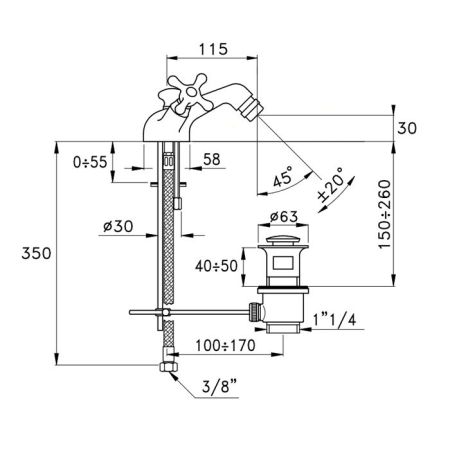 Stella Roma Смеситель для биде на 1 отверстие 3604, с донным клапаном, цвет: хром, артикул RM 00204 CR00