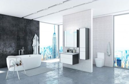 Тумба под раковину Roca Ronda 80 ZRU9302965 подвесная Белый глянец Антрацит, артикул ZRU9302965