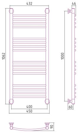 Полотенцесушитель водяной "Богема+" 1000х400 (САТИН), артикул 071-0221-1040