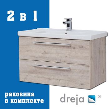 Тумба с раковиной подвесная Dreja Gio 100 см, дуб кантри