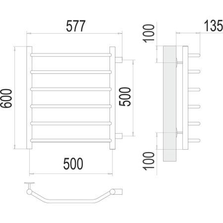 Полотенцесушитель водяной (боковое подключение) Terminus Виктория П6 50х60, артикул 4670078530073