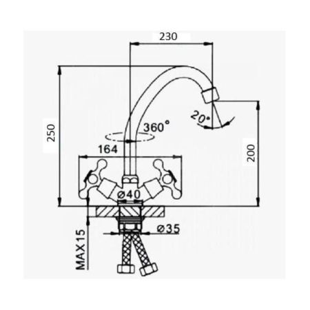 Смеситель для кухни D-Lin D151810-H, хром